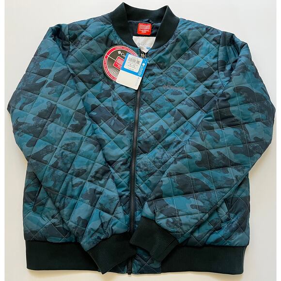 Columbia Hawlings Hill Bomber Jacket Thermal Coil-Blue Black Camo Size XL $160 - Picture 8 of 10